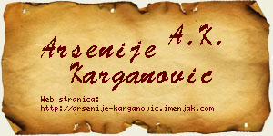 Arsenije Karganović vizit kartica